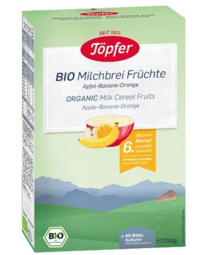 Млечна био каша Töpfer - С плодове, 200 g - 1